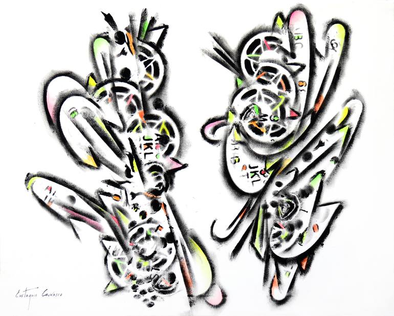Original Abstract Painting by Eustaquio Carrasco | Abstract Art on Canvas | Two settings for a meeting