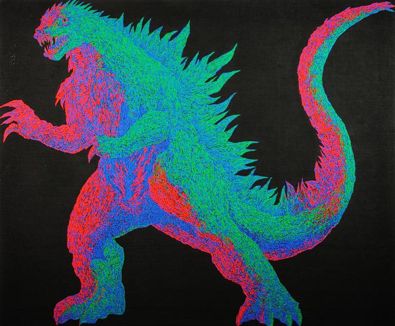 Godzilla strikes back Painting by Gian Luigi Delpin | Saatchi Art