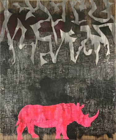 pink rhino in a gothic landscape thumb