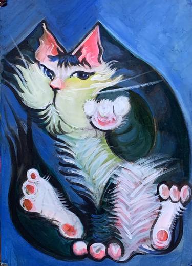 Print of Cubism Cats Paintings by Kouhei Hayashi