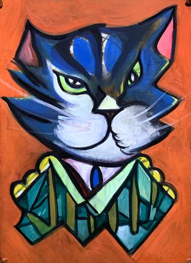 Original Cubism Cats Paintings by Kouhei Hayashi