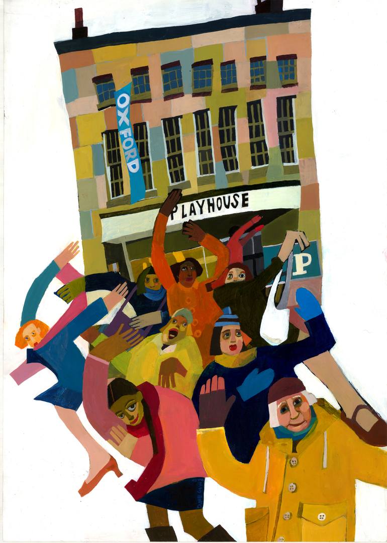 Women of the Oxford Playhouse dancing on Beaumont Street Painting by