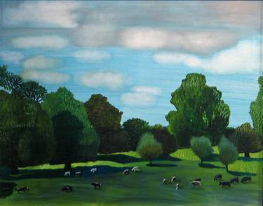 Print of Realism Cows Paintings by KAROLINA ŚWIDECKA