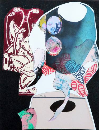 Original Dada Portrait Collage by Pascal Marlin