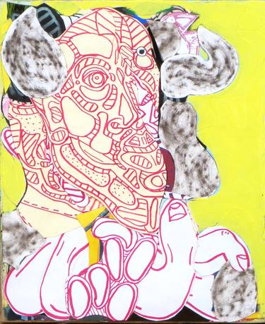 Saatchi Art Artist Pascal Marlin; Mixed Media, “portrait fond jaune # 1” #art