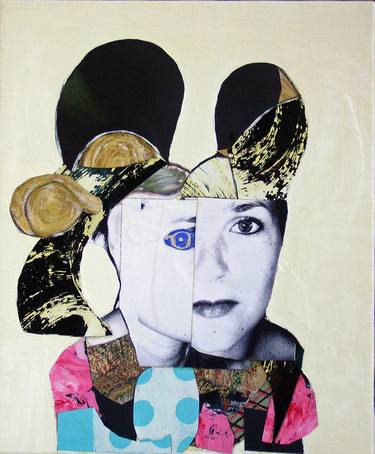 Original Expressionism Portrait Collage by Pascal Marlin