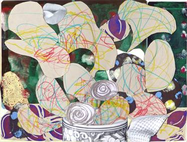 Original Figurative Floral Collage by Pascal Marlin
