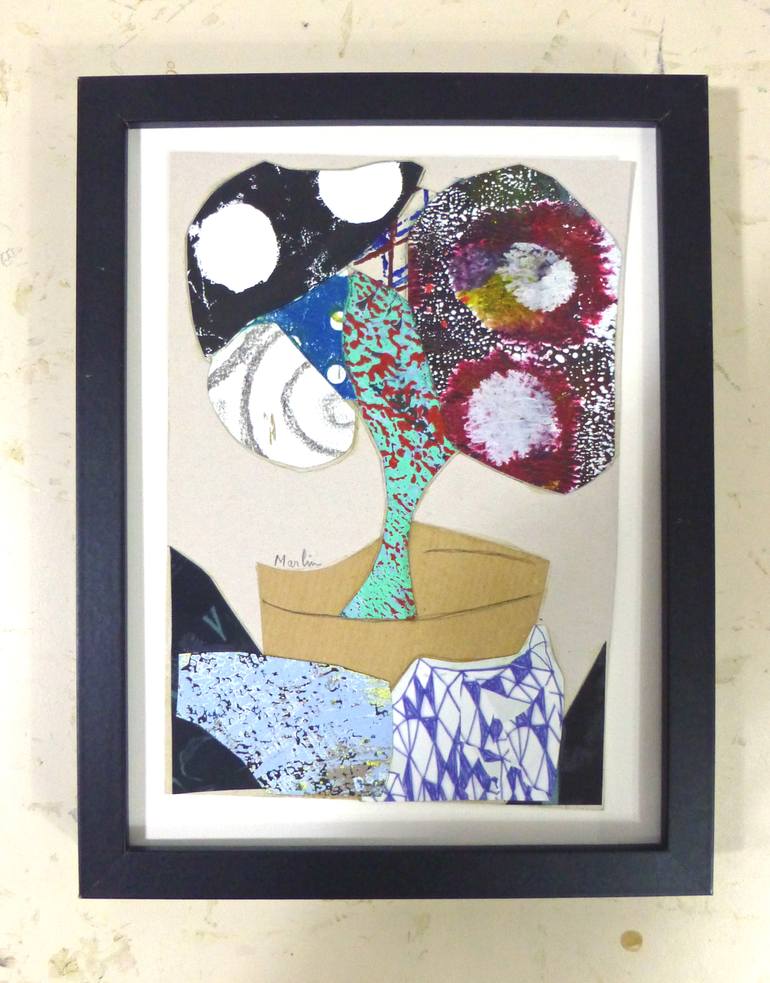 Original Art Deco Floral Collage by Pascal Marlin