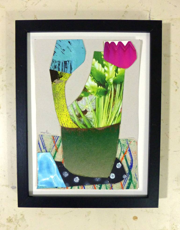 Original Art Deco Floral Collage by Pascal Marlin