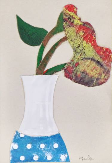 Original Figurative Floral Collage by Pascal Marlin