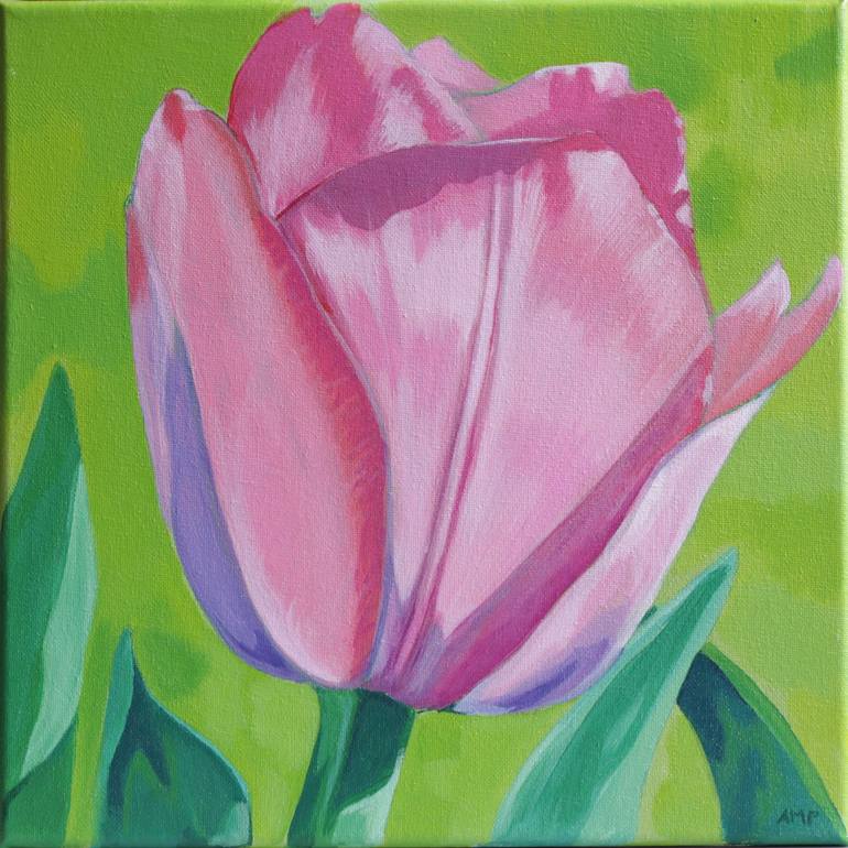 Pink Tulip Painting by Annie Pierson | Saatchi Art