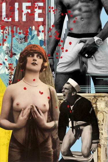 Original Pop Art Erotic Collage by Bobby Dazzler