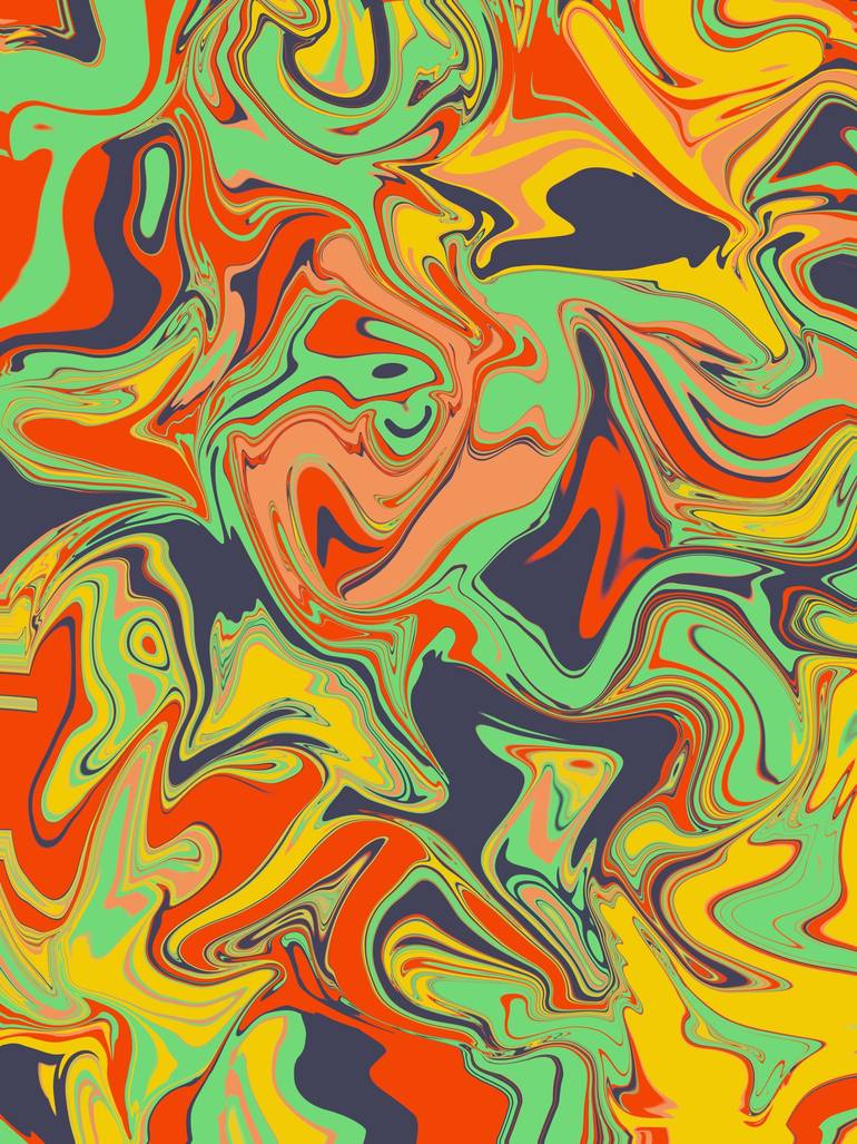 Original Abstract Digital by Spicol X | Abstract Art on Paper | The memory of the lake