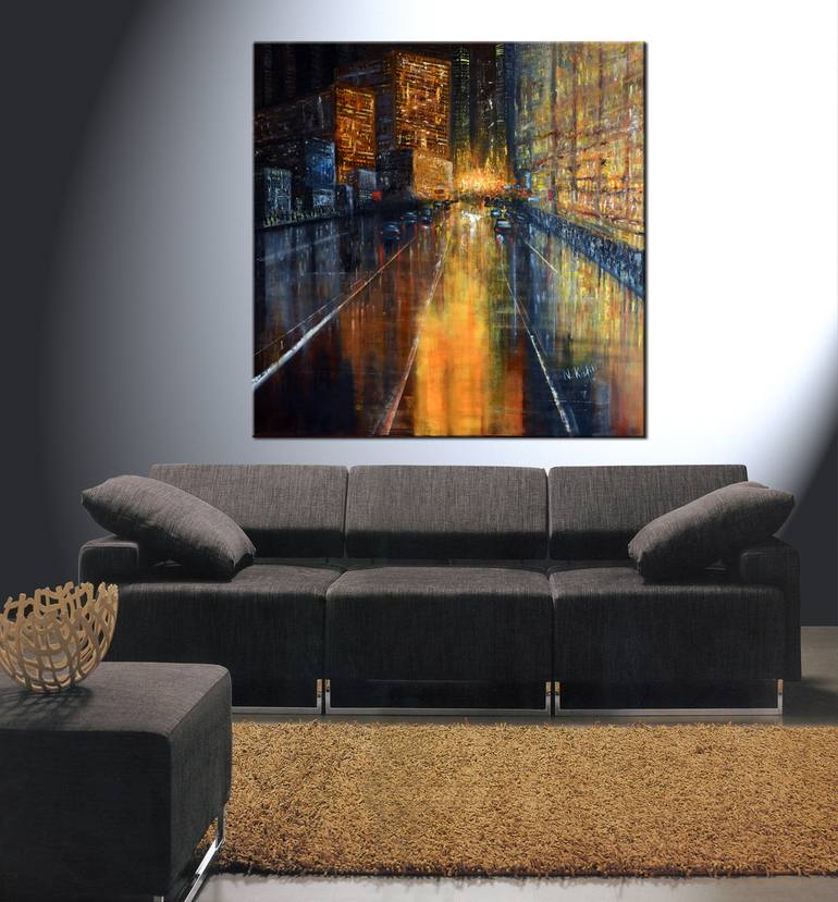 Original Abstract Cities Painting by Niki Katiki