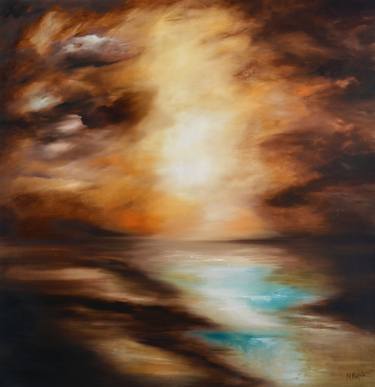 Rising through darkness - abstract seascape painting thumb