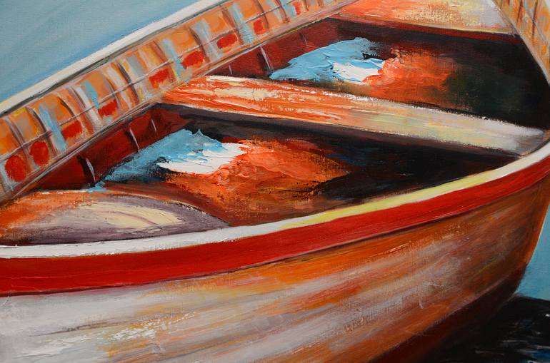 Original Expressionism Boat Painting by Niki Katiki