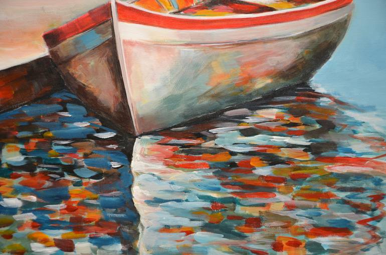 Original Expressionism Boat Painting by Niki Katiki