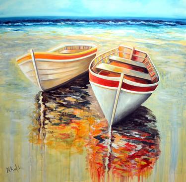Print of Boat Paintings by Niki Katiki