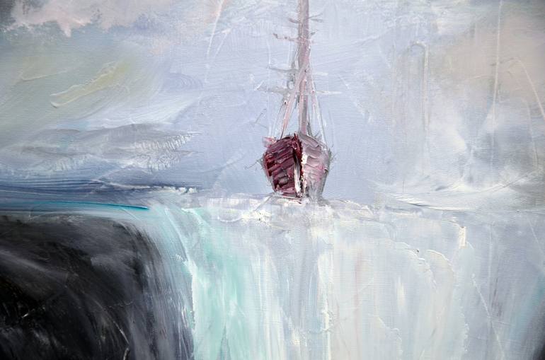 Original Abstract Expressionism Sailboat Painting by Niki Katiki