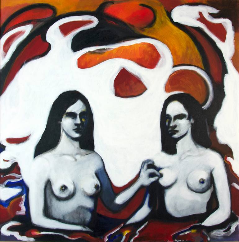 Original Expressionism Nude Painting by Roberto Pinetti