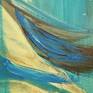 Acrylic painting inspired by poem ' Heatwaves ' 
Male and female figures dancing.
Symbolism of warm and cool.

Painting is removed from stretcher for shipping convenience. 

Painting will be shipped rolled in a secure tube.