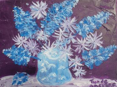 SUSIE COOPER POWDER BLUE VASE WITH MONKSHOOD WITH WHITES thumb