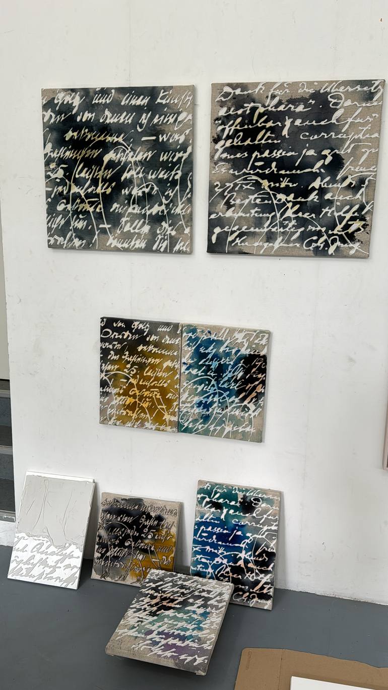 Original Black & White Calligraphy Mixed Media by Val Wecerka