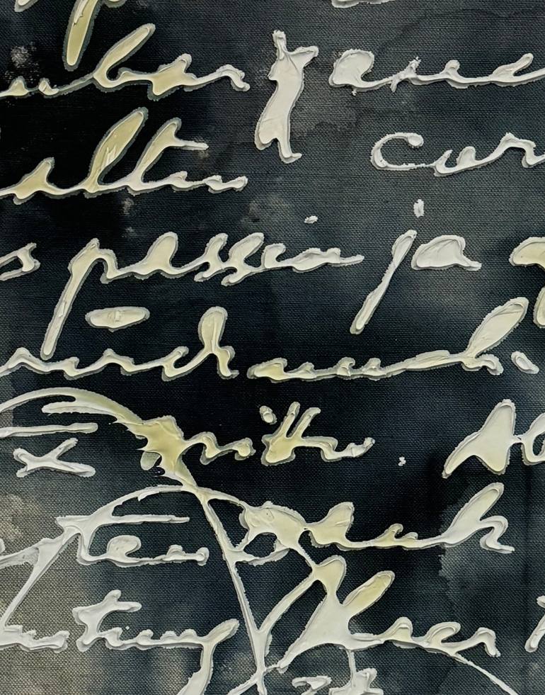 Original Black & White Calligraphy Mixed Media by Val Wecerka