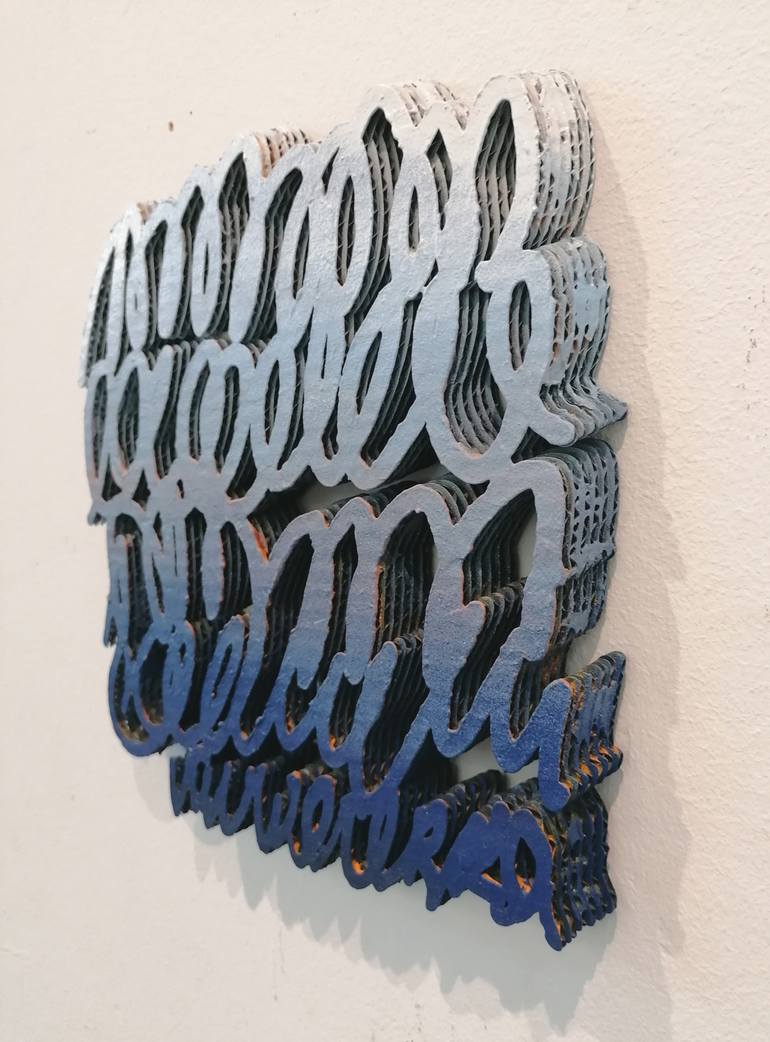Original Abstract Calligraphy Sculpture by val wecerka