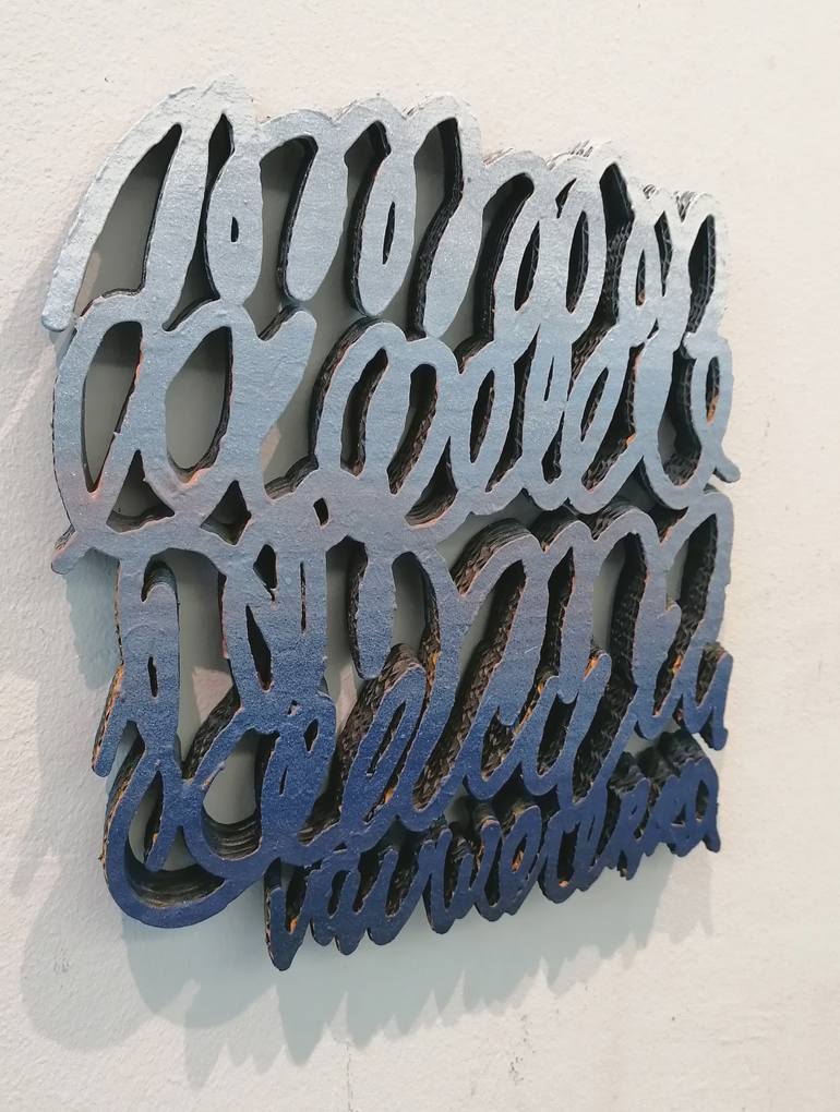 Original Abstract Calligraphy Sculpture by val wecerka