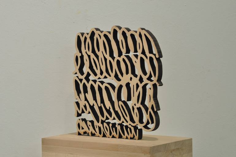 Original Abstract Typography Sculpture by val wecerka