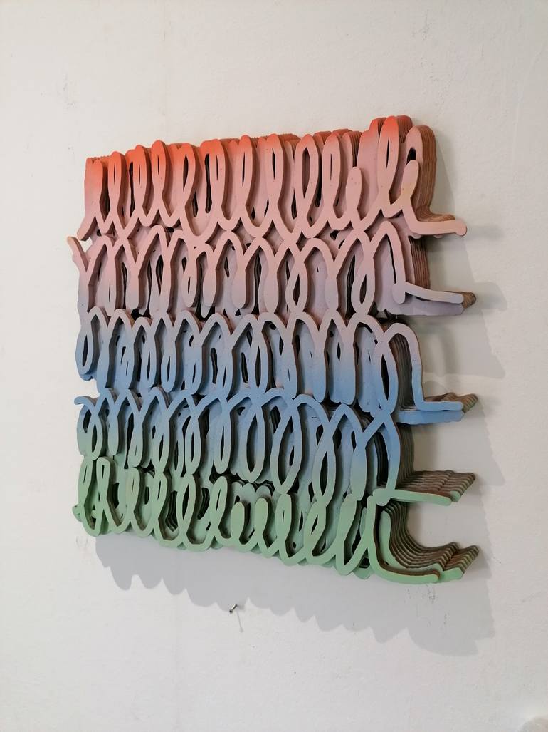 Original Abstract Typography Sculpture by Val Wecerka