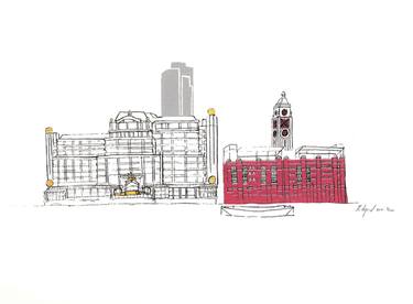 OXO Tower and Sea Container House - A walk By The River Series Limited edition screen-print thumb