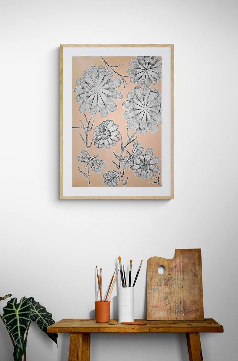 Original Abstract Floral Drawing by Sumit Mehndiratta