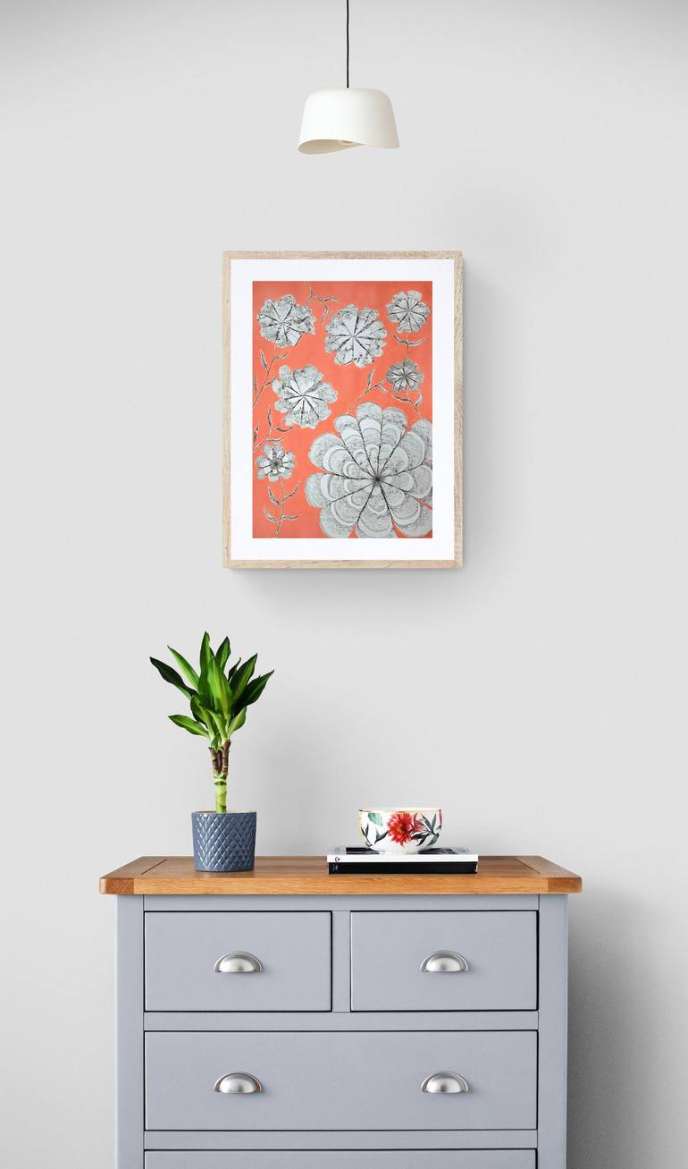 Original Abstract Floral Drawing by Sumit Mehndiratta