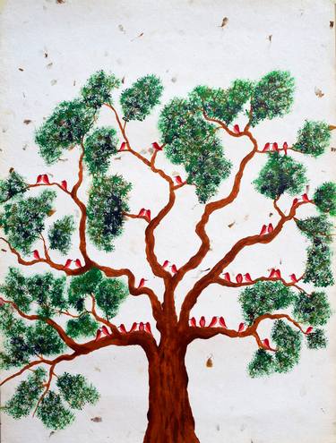 Pawanvriksh (Trees and red birds) thumb