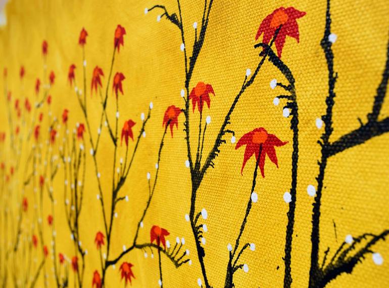 Original Art Deco Floral Painting by Sumit Mehndiratta