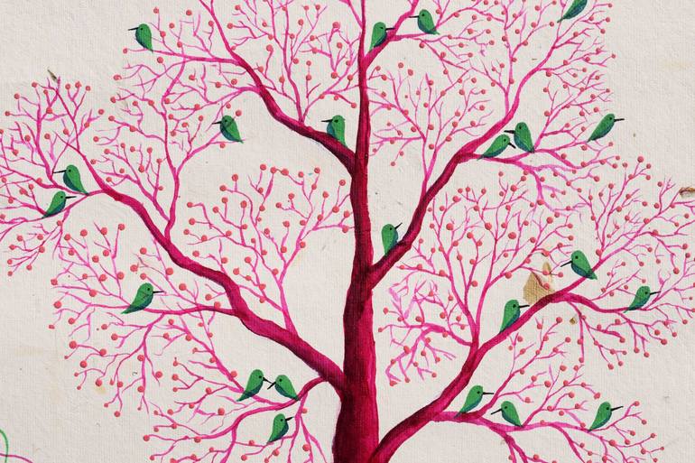 Original Art Deco Tree Painting by Sumit Mehndiratta