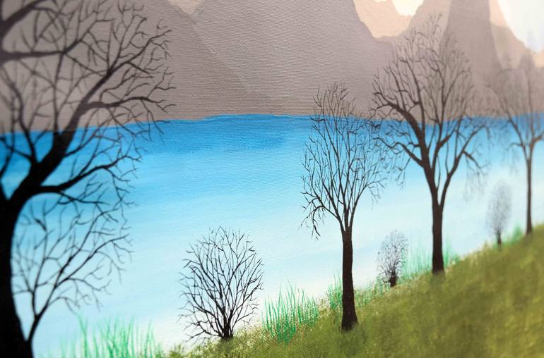 Original Art Deco Landscape Painting by Sumit Mehndiratta