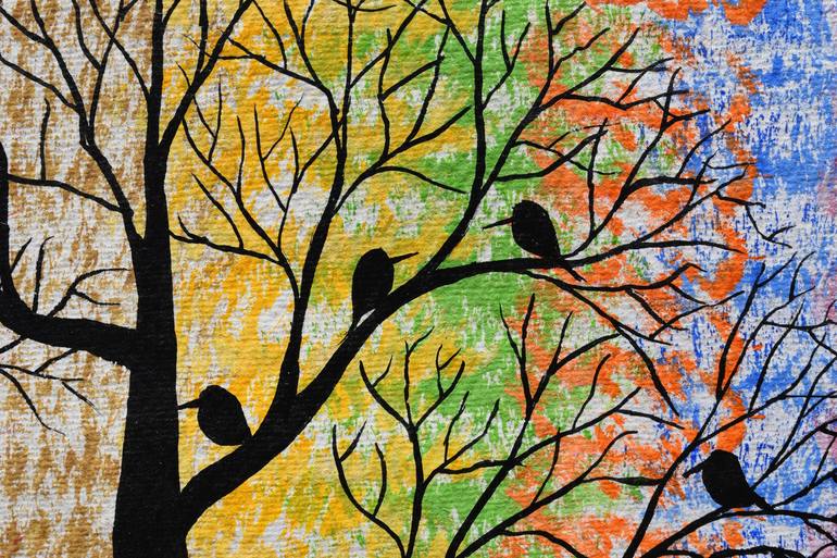 Original Impressionism Tree Painting by Sumit Mehndiratta