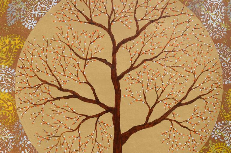 Original Impressionism Tree Painting by Sumit Mehndiratta