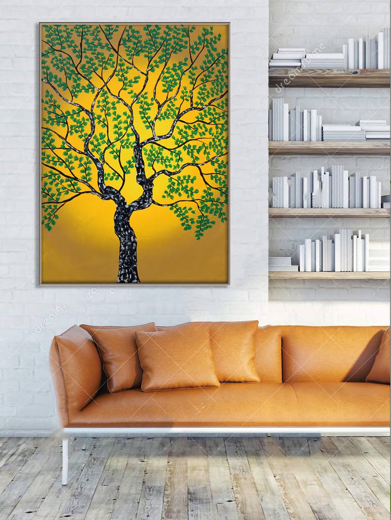 Original Impressionism Tree Painting by Sumit Mehndiratta