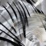 Acrylic paint on canvas. Colors black, white and grey painted in curves and flows in different motions to capture the beauty of fluidity of acrylic colours and how they form patterns of gentle movement and sway among each other as complementing colours.