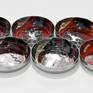 Set of six stainless steel discs 5.5x1.25 inches (14x3.5 cms) each painted with acrylics inside with abstract fluid patterns. They can be placed in any way according to your space. They come with a wooden hanging provision on the back. Artwork shipped safely in a wooden crate.