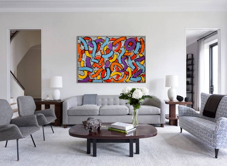 Original Art Deco Abstract Painting by Sumit Mehndiratta