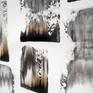 Acrylic paint on canvas. Painting shipped rolled in a tube.
Scales of white and burnt umber brown colours painted together in long movements going upwards. Painting shipped stretched in a wooden crate with Certificate of Authenticity.