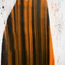 Vibrant orange and gloss black painted on canvas in different strokes up and downside to exchange different flows of energies resulting in unique movements. Painting shipped stretched in a wooden crate with Certificate of Authenticity.