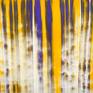 An abstract piece with contrasting yellow and purple colours painted in different techniques opposite to each other. Painting shipped stretched in a wooden crate with Certificate of Authenticity.