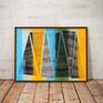 Smooth lines painted in carbon black colour within geometric blocks conjoined with each other to explore the drifting waves swaying smoothly over the canvas. Painting shipped stretched, safely secured in a wooden crate with Certificate of Authenticity.