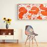 Painting with warm and bright colours in red and orange tones painted with different techniques combined to give a retro 1980's vibe of disco. Painting shipped stretched, safely secured in a wooden crate.